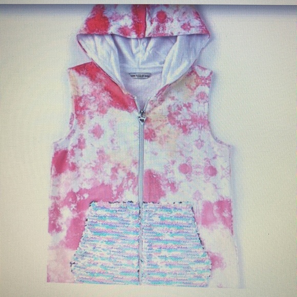 Guess Big Girls Cotton Sequin -Pockets Tie-Dyed Hoodie Sweater - Picture 3 of 8
